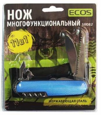 ЭКОС Нож многофункциональный т.м. ECOS, SR082, синий 325130