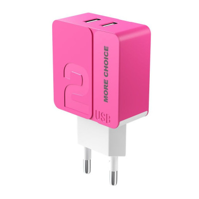 MORE CHOICE NC46m СЗУ 2USB 2.4A для micro USB- 1м Pink