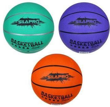 SILAPRO Мяч баскетбольный цветной 7 р-р, 24см, резина, 550г (+-10%) (128-015)