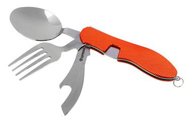 ЕРМАК Набор туристический: нож, ложка, вилка, открывалка; нерж. сталь 118-135