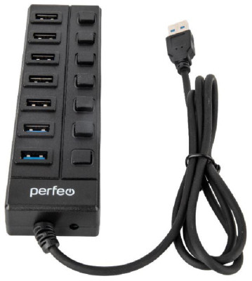 PERFEO (PF_C3228) USB-HUB 7 Port, (PF-H036 Black) чёрный